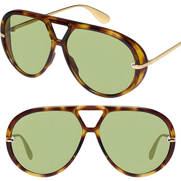Oversized Classic Sunglasses Tortoise Frame Green Lenses Retro Style - Picture 1 of 4